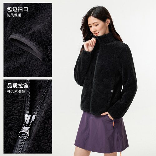 骆驼户外珊瑚绒抓绒衣女秋冬双面绒外套加厚保暖抗静电冲锋衣内胆 - 图2