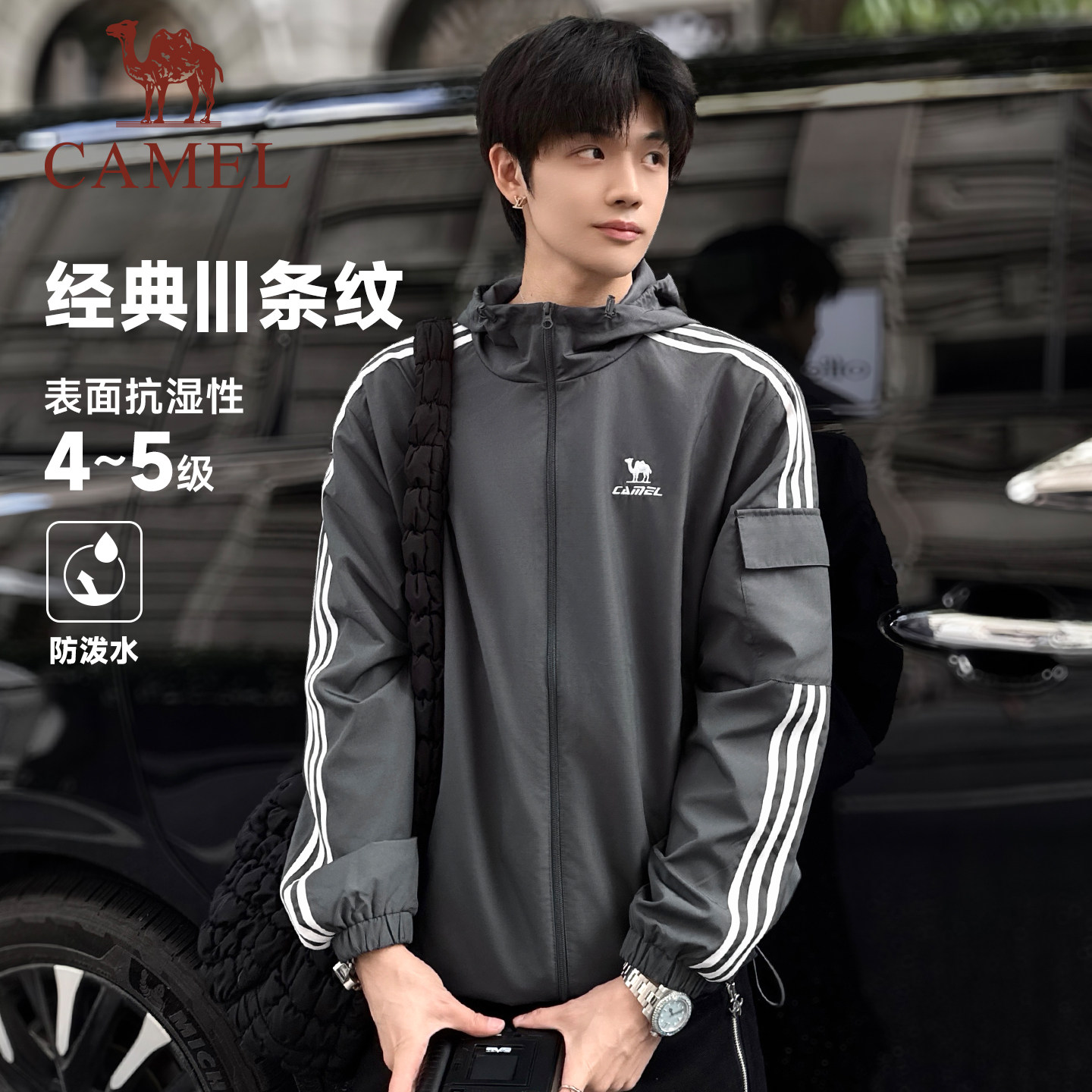 骆驼校园风衣外套女复古情侣春秋季青少年运动户外防泼水上衣夹克