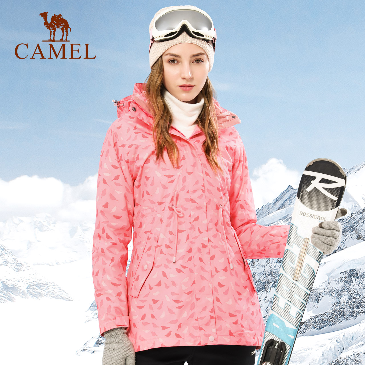 骆驼户外冲锋衣三合一可拆卸迷彩保暖加厚防风中长款户外登山服装 穿搭配