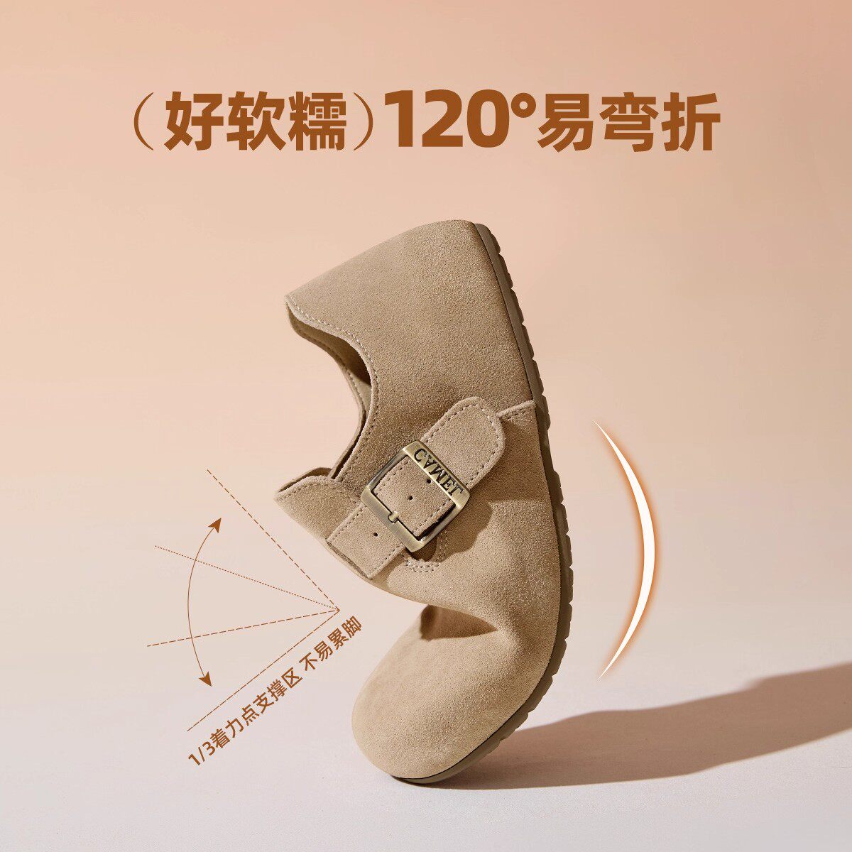 骆驼女鞋2025冬季新款复古勃肯鞋女款全包平底单鞋保暖加绒棉鞋子,淘宝优惠券,粉丝福利购,淘宝优惠卷