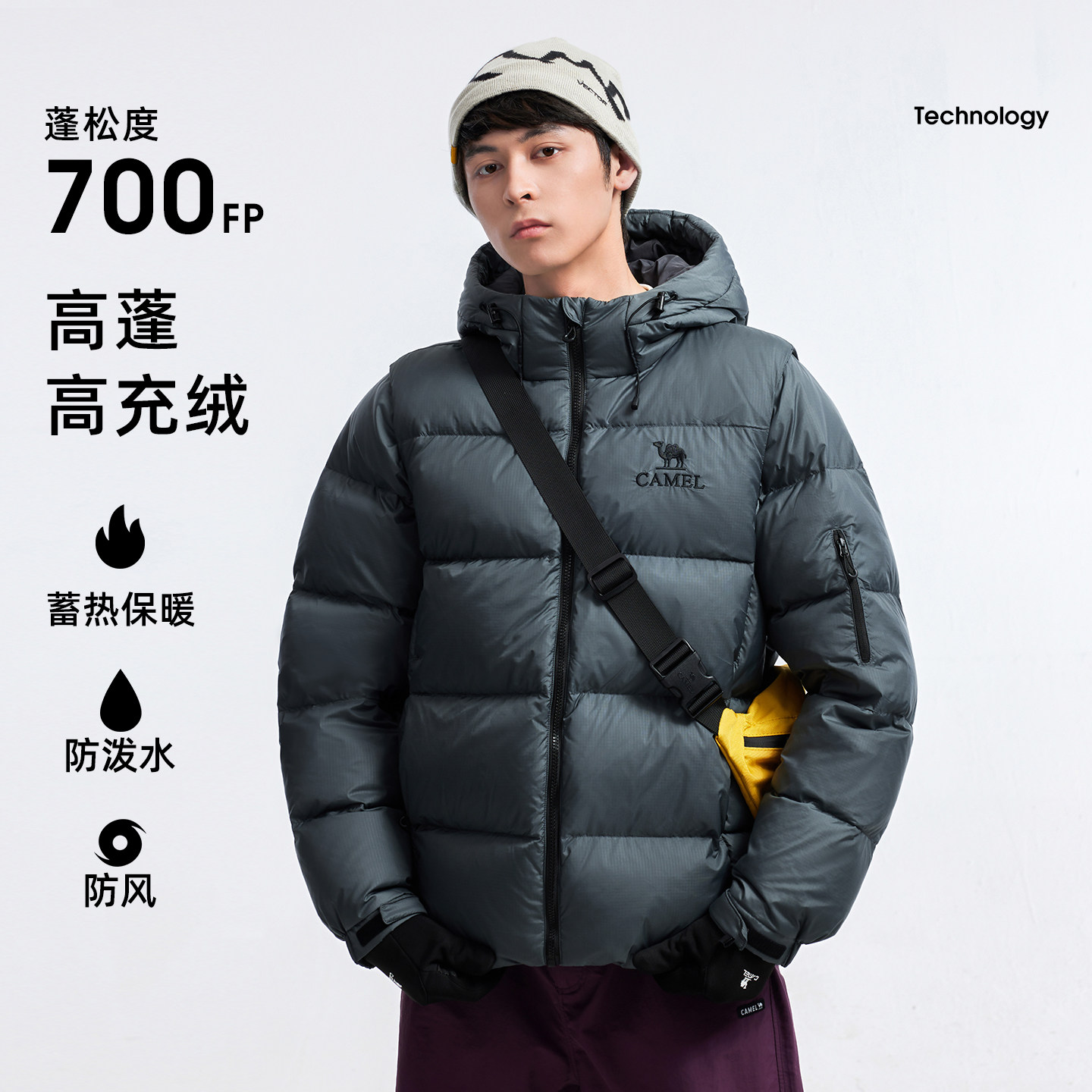 骆驼户外羽绒服冬季新款女款男款袖子可拆防泼水高蓬保暖面包服