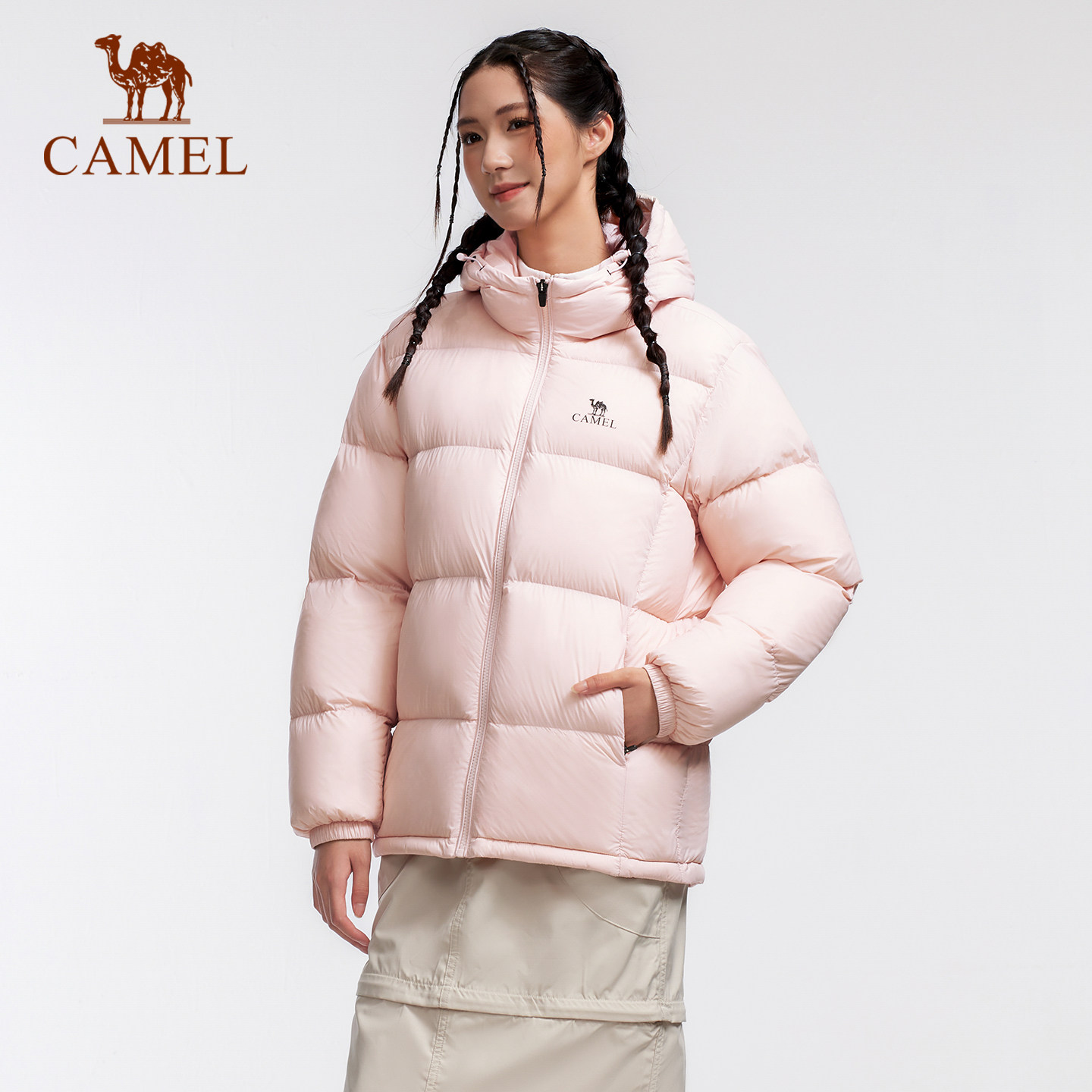 骆驼户外羽绒服冬季新款女款男款加厚高蓬拒水防钻绒鸭绒连帽外套