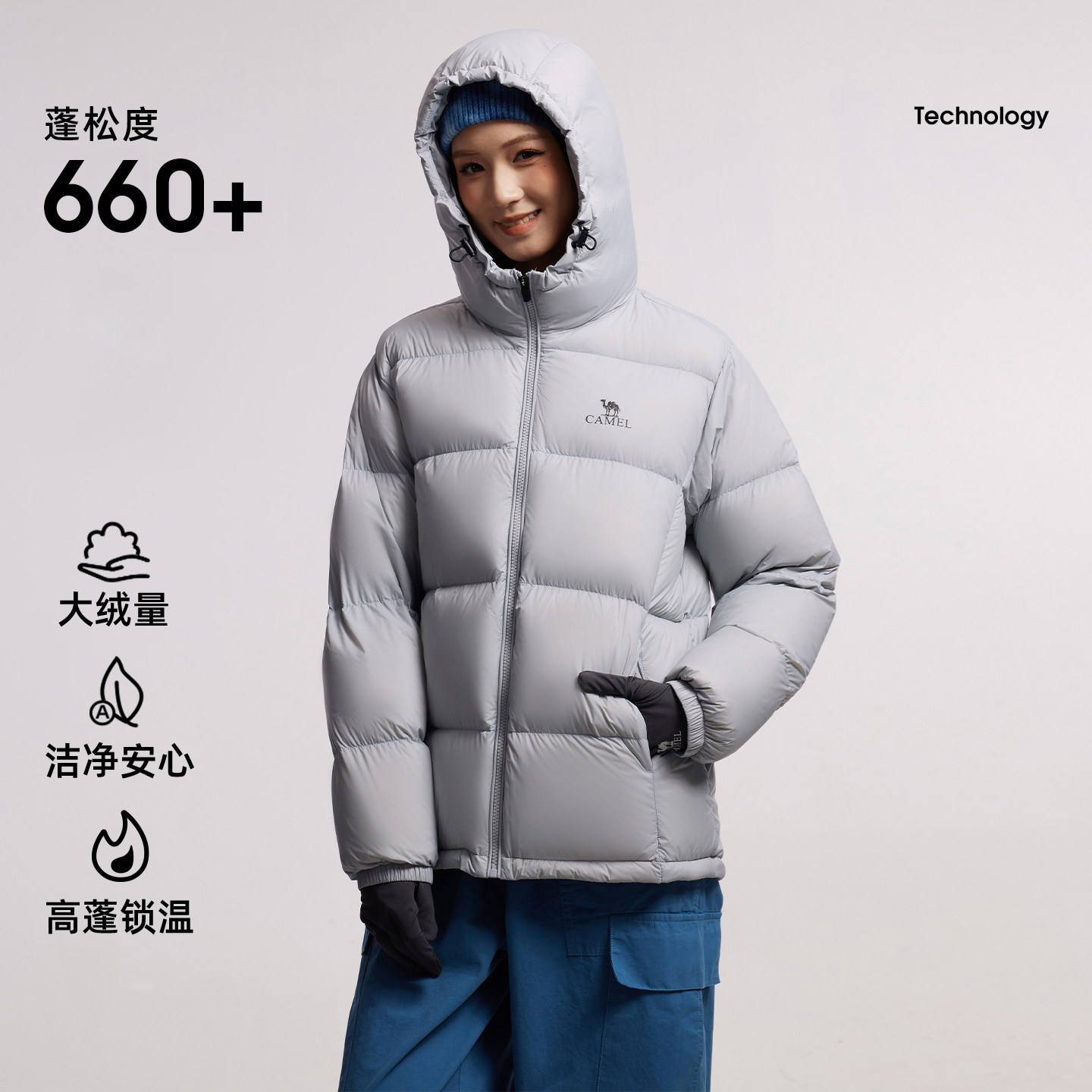 骆驼户外羽绒服冬季新款女款男款加厚高蓬拒水防钻绒鸭绒连帽外套