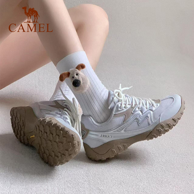 骆驼山云德训鞋户外徒步鞋男女夏季透气红色运动鞋厚底防滑登山鞋