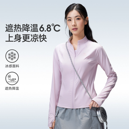 骆驼冷白皮|户外原纱防晒衣女款修身立领运动外套轻薄显瘦上衣-图3
