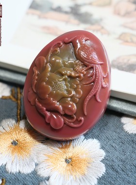 天然盐源玛瑙吊坠七彩苏工雕刻