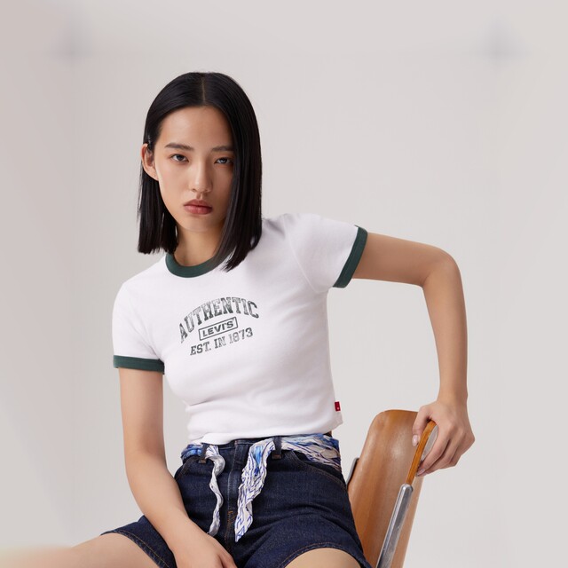 ເສື້ອຍືດແຂນສັ້ນຂອງຜູ້ຍິງ Levi's Slim Fit Knitted Short Sleeve T-Shirt