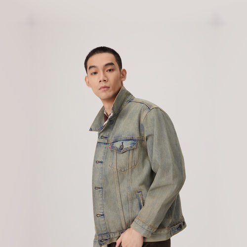Levi's李维斯男士美式简约复古水洗做旧休闲翻领宽松牛仔夹克外套 - 图1