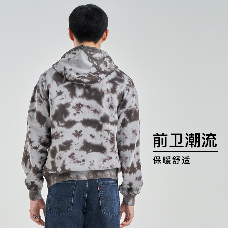 Levi's李维斯新款男士加绒连帽卫衣时尚扎染保暖舒适潮流-图2