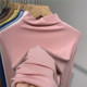 Yuanxi Yuanxi Half -high -necked long -sleeved elastic thread cotton slimming T -shirt female early autumn solid color wild top