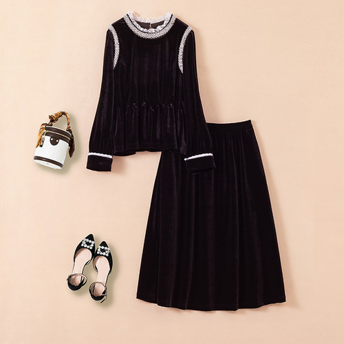 大码女装金丝绒衬衫2024秋冬胖MM收腰显瘦气质圆领高级感钉钻上衣 - 图1