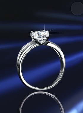 GRA女纯银女莫桑石戒指一克拉