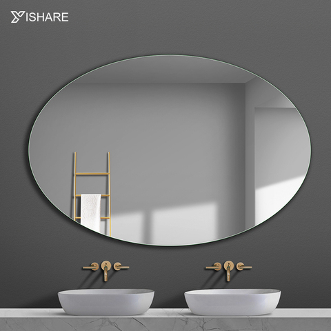 Yishare 壁挂浴室镜椭圆卫生间镜子洗手间化妆镜悬挂无框卫浴镜子