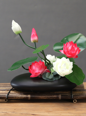 新中式莲花现代家居客厅仿真荷花