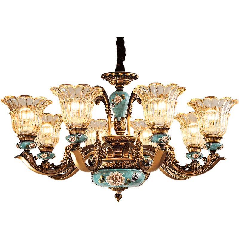 卡信之光 欧式奢华大气客厅吊灯 美式复古别墅卧室餐厅树脂水晶灯 - 图3