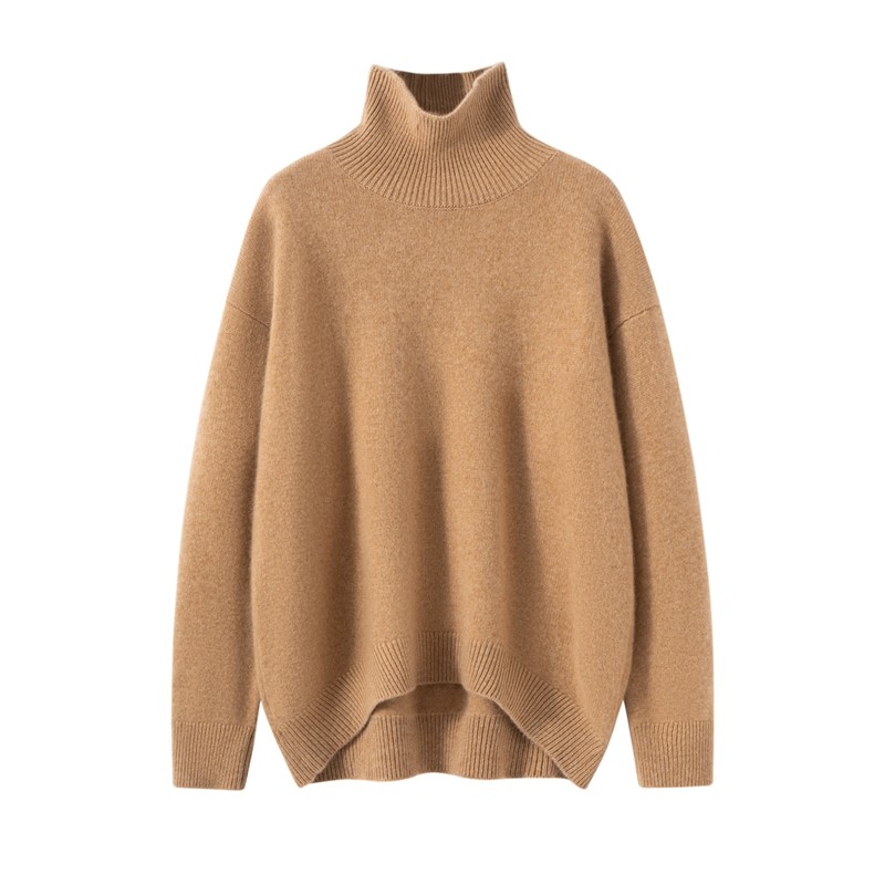 山羊绒衫女七针平面高翻领宽松套头毛衣百搭针织打底极简风,淘宝优惠券,粉丝福利购,淘宝优惠卷