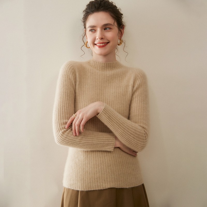 小山羊绒衫女半高领套头修身针织打底衫通勤穿搭毛衣内搭,淘宝优惠券,粉丝福利购,淘宝优惠卷