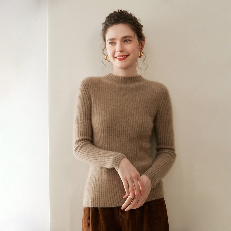 小山羊绒衫女半高领套头修身针织打底衫通勤穿搭毛衣内搭,淘宝优惠券,粉丝福利购,淘宝优惠卷