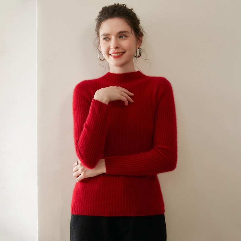 小山羊绒衫女半高领套头修身针织打底衫通勤穿搭毛衣内搭,淘宝优惠券,粉丝福利购,淘宝优惠卷