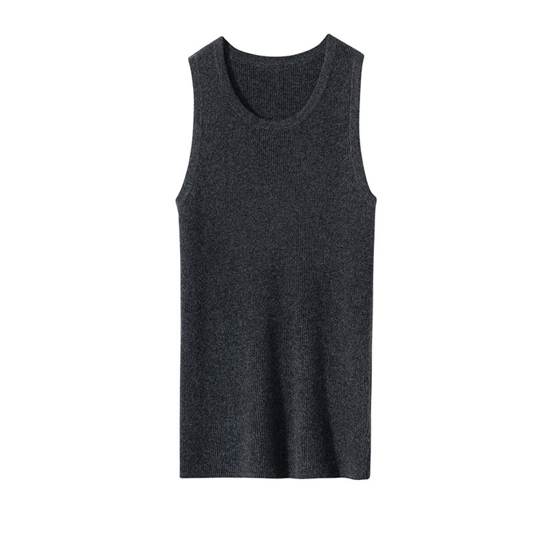 简约风山羊绒无袖坑条背心女圆领修身打底衫针织吊带,淘宝优惠券,粉丝福利购,淘宝优惠卷