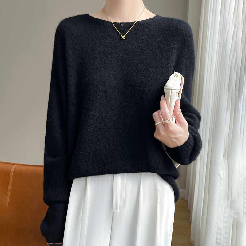 软糯糯优雅气质77%山羊绒23%桑蚕丝薄款圆领宽松针织衫女无缝毛衣,淘宝优惠券,粉丝福利购,淘宝优惠卷