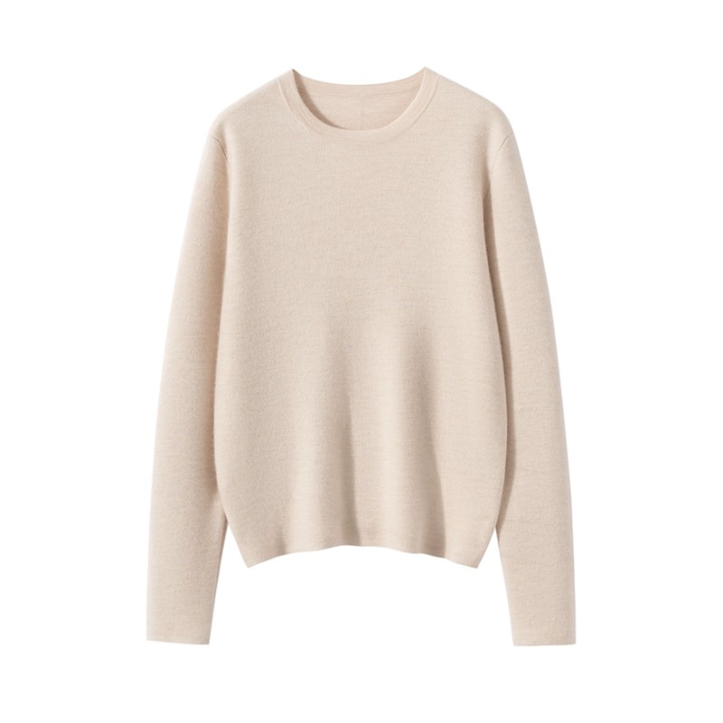 极简风山羊绒衫女圆领宽松长袖加厚百搭针织衫打底套头毛衣,淘宝优惠券,粉丝福利购,淘宝优惠卷