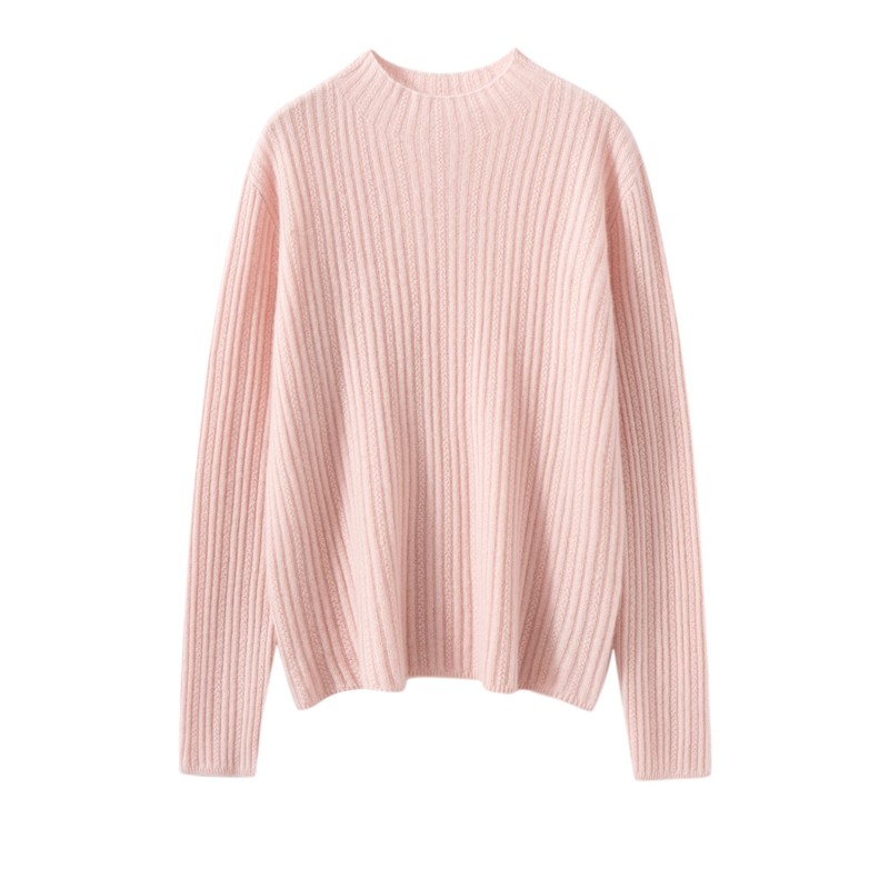 山羊绒衫女坑条半高领套头针织衫打底通勤修身保暖毛衣,淘宝优惠券,粉丝福利购,淘宝优惠卷