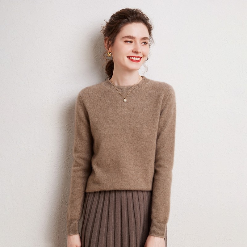 简约风小山羊绒衫女圆领宽松套头针织打底毛衣百搭,淘宝优惠券,粉丝福利购,淘宝优惠卷