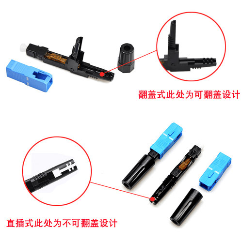 HHX翻盖式SC光纤冷接子冷接头皮线光纤快速连接器50/100支装 - 图1