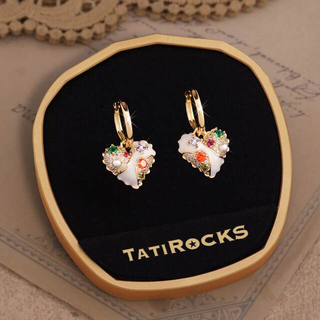 Denmark Designer Tatirocks Colorful Gem Three-dimensional Love Earrings High-end Light Luxury Earrings for Women