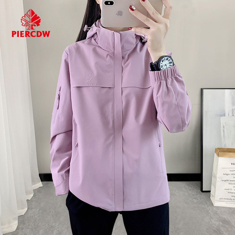 【PIERCDW品牌】冲锋衣女春秋季户外运动休闲防风防水登山服外套