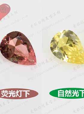 梨形戒面亚历山大变色石裸石 人造水滴形宝石镶耳环吊坠首饰204#