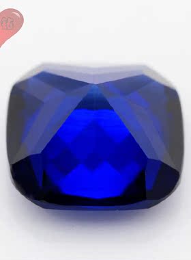 枕形34#蓝刚玉戒面裸石合成蓝宝石 肥正方形尖底镶珠宝首饰品主石