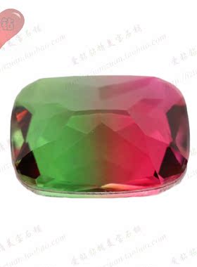 肥长方形红绿色渐变西瓜碧玺 枕形彩色宝石人造戒面宝石饰品BX05
