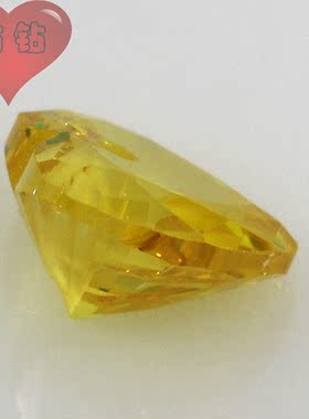 金黄色锆石心形中间孔裸石 桃心形尖底人造CZ宝石耳环DIY配石