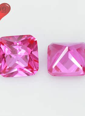 3#正方形倒角红宝石戒面裸石 合成红刚玉小八角首饰主石配石DIY