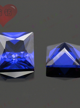 113#公主方蓝尖晶石裸石 正方形直角宝石裸钻吊坠戒指戒面主石diy