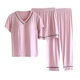 2025 new summer thin modal pajamas pure cotton women's loose and simple home wear set with chest pads