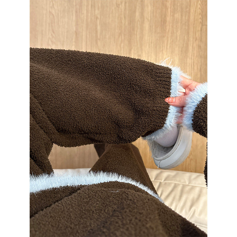 软萌可爱小狗半边绒长袖睡衣女秋冬季新款家居服大码加厚套装外穿,淘宝优惠券,粉丝福利购,淘宝优惠卷