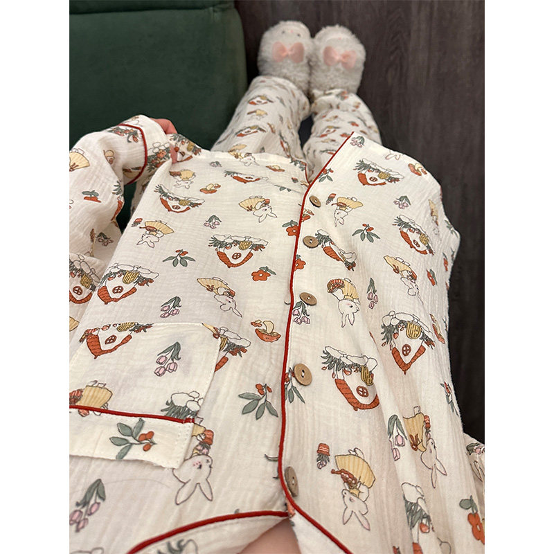 柔软舒适兔子棉纱长袖睡衣女春秋款新款休闲家居服大码套装可外穿,淘宝优惠券,粉丝福利购,淘宝优惠卷