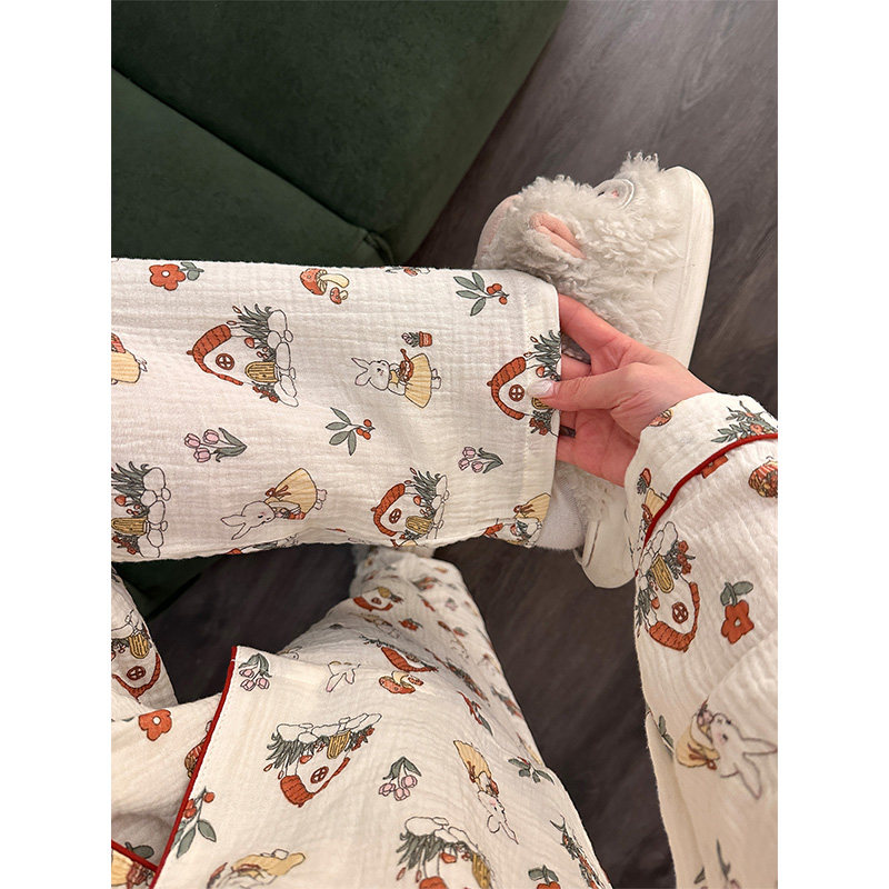 柔软舒适兔子棉纱长袖睡衣女春秋款新款休闲家居服大码套装可外穿,淘宝优惠券,粉丝福利购,淘宝优惠卷