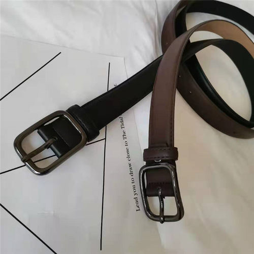 ins港风酷皮带男潮流年轻人学生韩版百搭简约裤腰带女韩国个性黑 - 图1