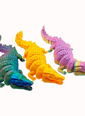 3D打印鳄鱼仿真玩偶关节活动嘴可张合家居摆件玩具手办节日礼品