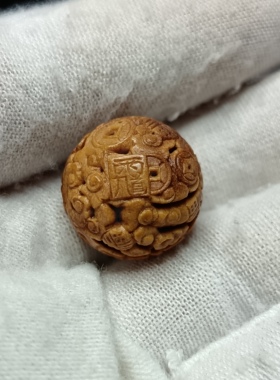 钟馗讳字单籽顶珠腰珠纯手工桃枭雕刻精品手把件桃核手串脖挂配饰