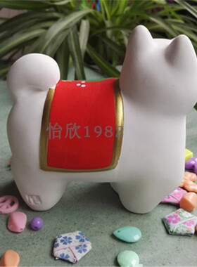 日式风陶瓷生肖纳福摆件手工艺品