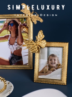 金蝶蜻蜓18K金相架相框摆件