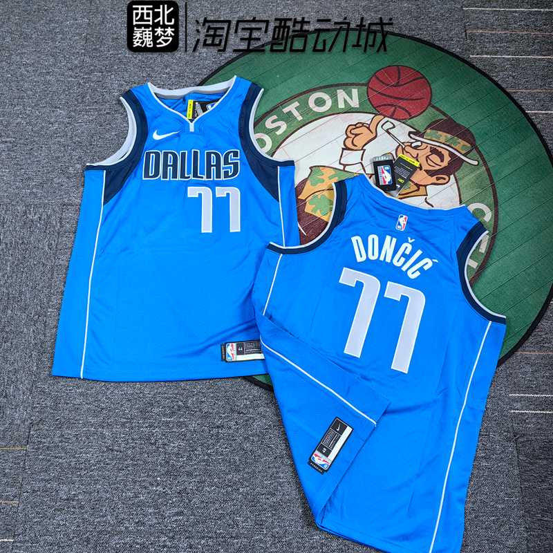 耐克Nike NBA达拉斯独行侠卢卡东契奇77号球衣篮球背心CW3662-489 - 图1