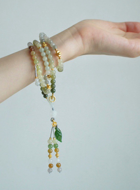 国风天然和田玉手串汉服长款项链新中式古风流苏璎珞长裙旗袍配饰