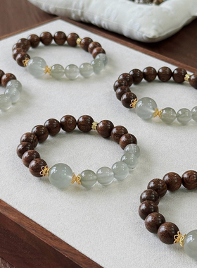 天然绿发晶手串女款原创设计金丝檀手链女款玉石文玩饰品送礼物