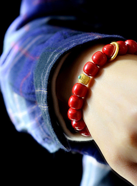 天然高含量朱砂手链女款本命年转运珠帝王砂老型珠手串送女友礼物